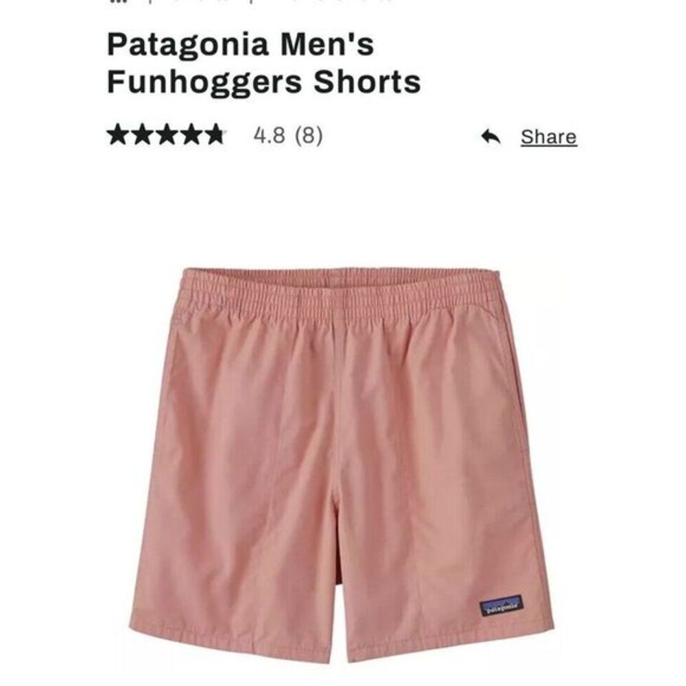 Patagonia Funhoggers Cotton Shorts 6" Sunfade Pink Size XXL New Hiking Outdoor